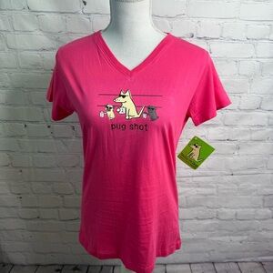 TEDDY the DOG Pug Shot Pink Shirt Medium NWT